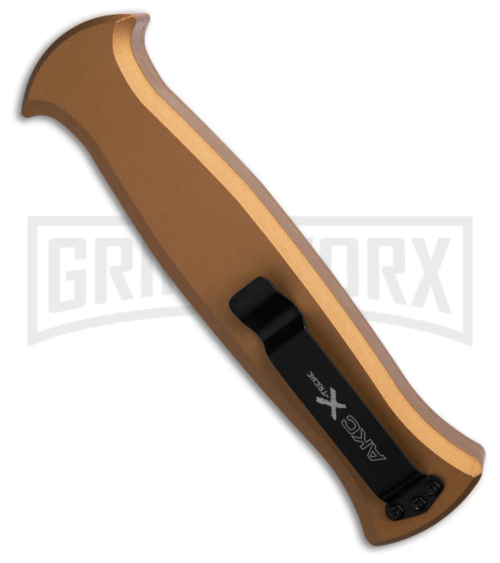AKC X-treme EVO Gold OTF Automatic Knife - Black Plain Spear Point - Image 3