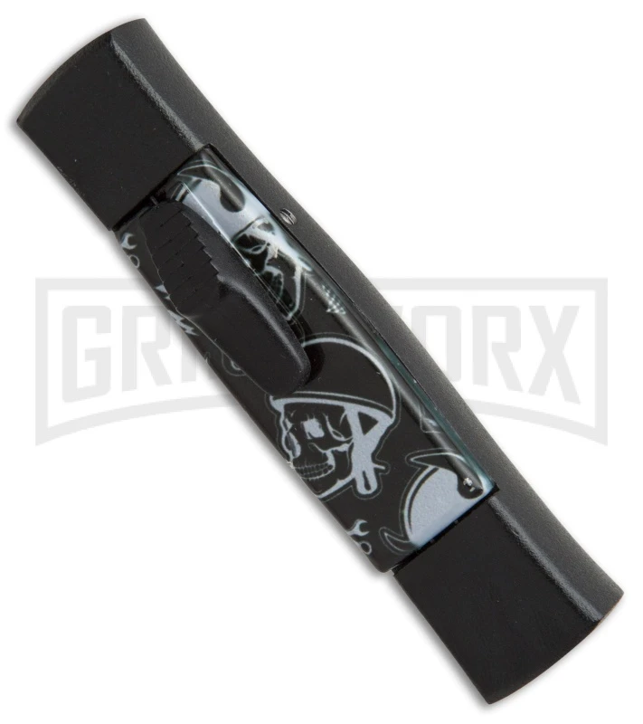 AKC Minion Concord Route 66 Skull OTF Automatic Knife - Black Flat - Image 3
