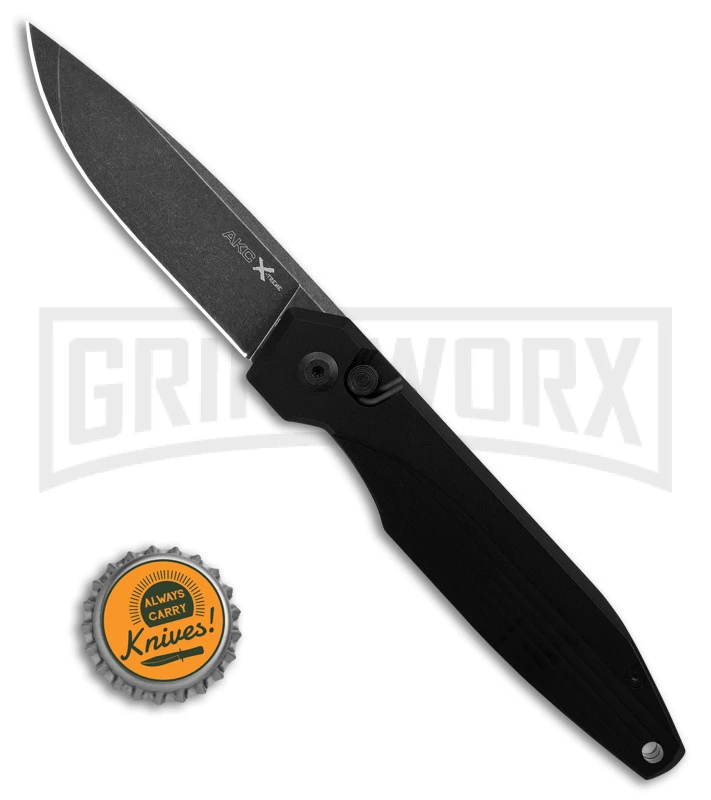AKC X-treme Dandy Black Aluminum Automatic Knife - Black Stonewash Plain - Image 4
