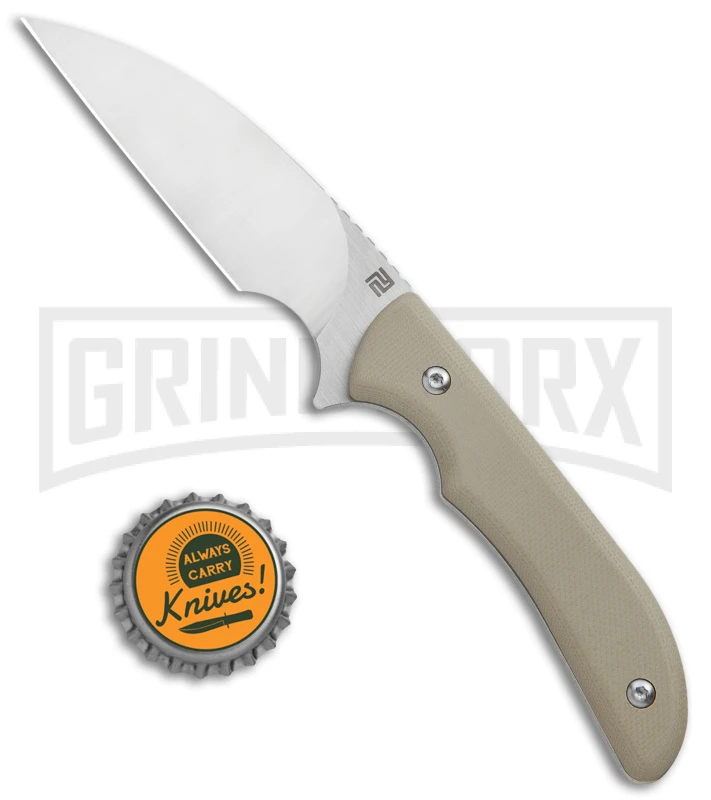 Artisan Cutlery Tan G-10 Sea Snake Fixed Blade Knife - Satin Plain - Image 4