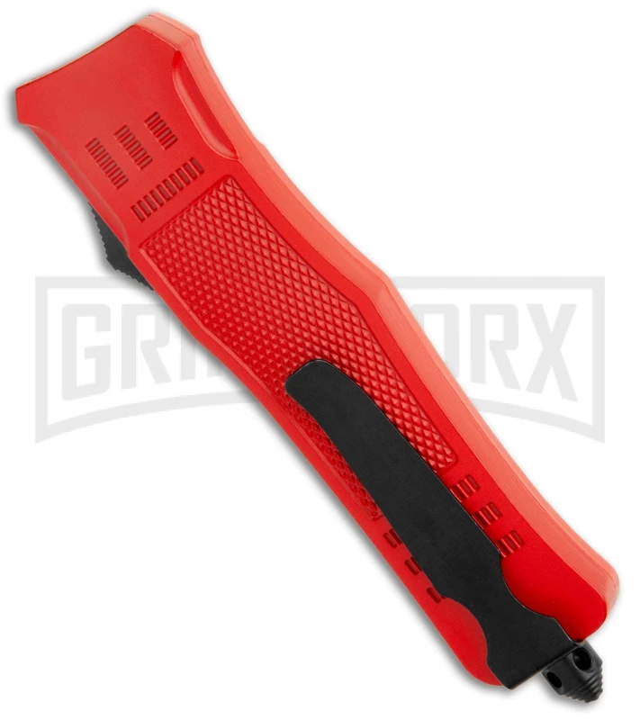 Atomic Defender Large OTF Automatic Knife Fire Dept. Red - Double Serr Two-tone - Image 3