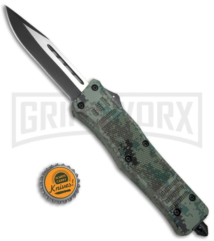 Atomic Defender Large OTF Automatic Knife Green Digi Camo - Two Tone Clip Point - Image 5
