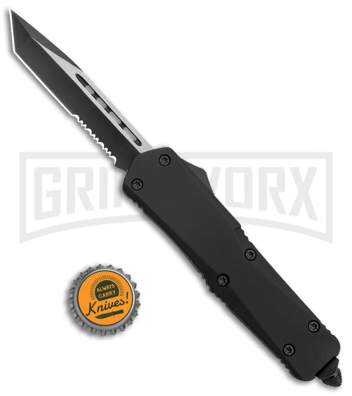 Atomic Lance Tanto Black OTF Automatic Knife - Two Tone Serr - Image 5