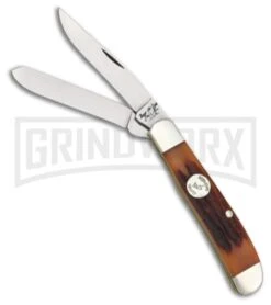 Bear & Son CRSB07 Red Stag Bone Mini Trapper Knife - Satin Plain