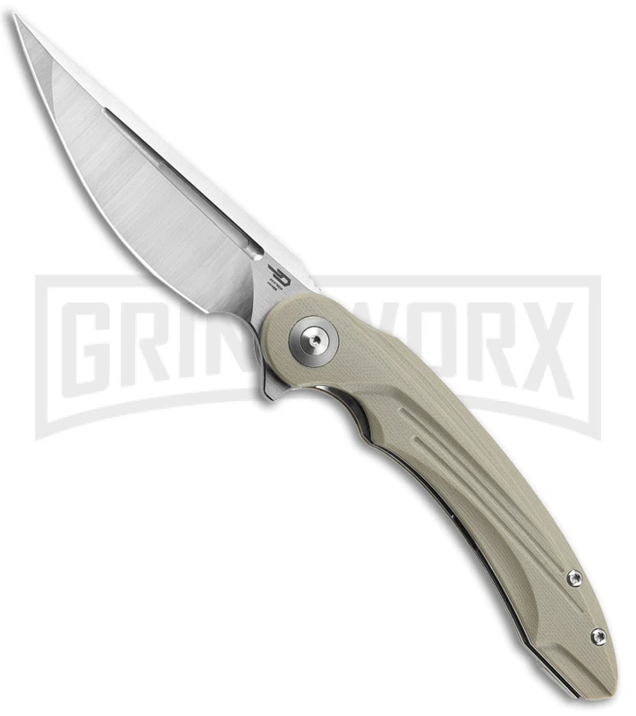 Bestech Knives Irida Beige G-10 Folding Knife - Satin Plain