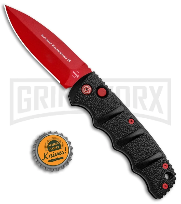Boker Kalashnikov Black Widow Automatic Knife - D2 Dagger Red Plain - Image 5