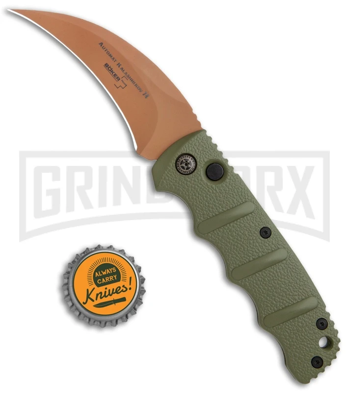 Boker Kalashnikov Desert Warrior Hawkbill Automatic Knife - Copper Plain - Image 4