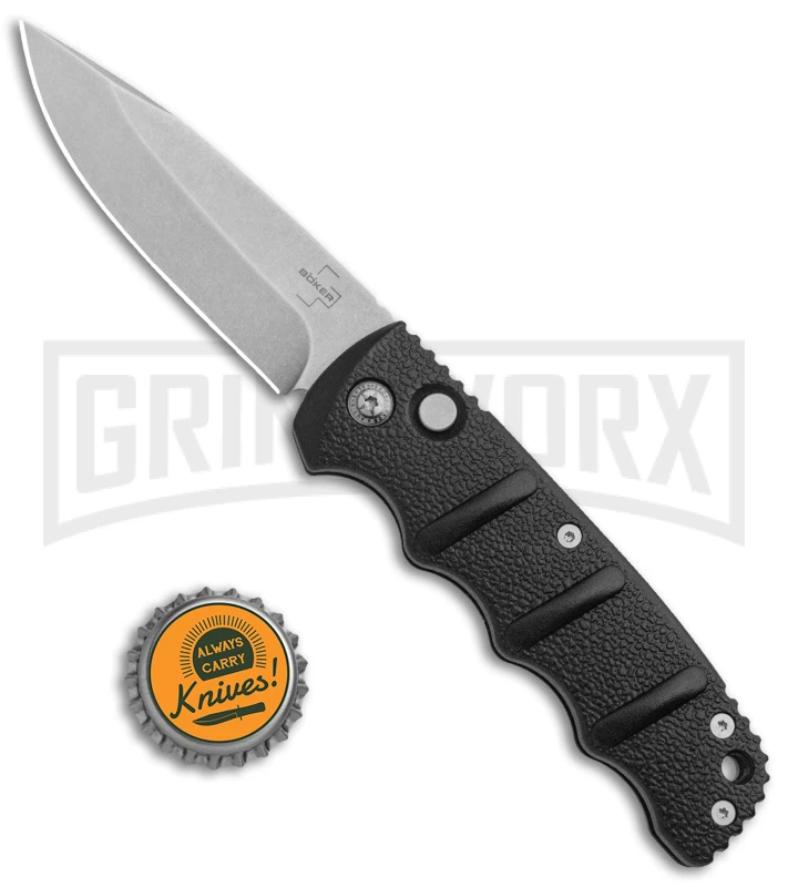 Boker Kalashnikov Black Automatic Knife - Drop Point Bead Blast Plain - Image 4
