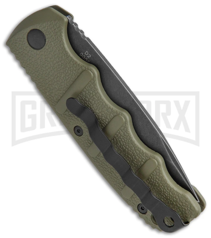 Boker Kalashnikov OD Green Automatic Knife - Drop Point Smokewash Plain - Image 3
