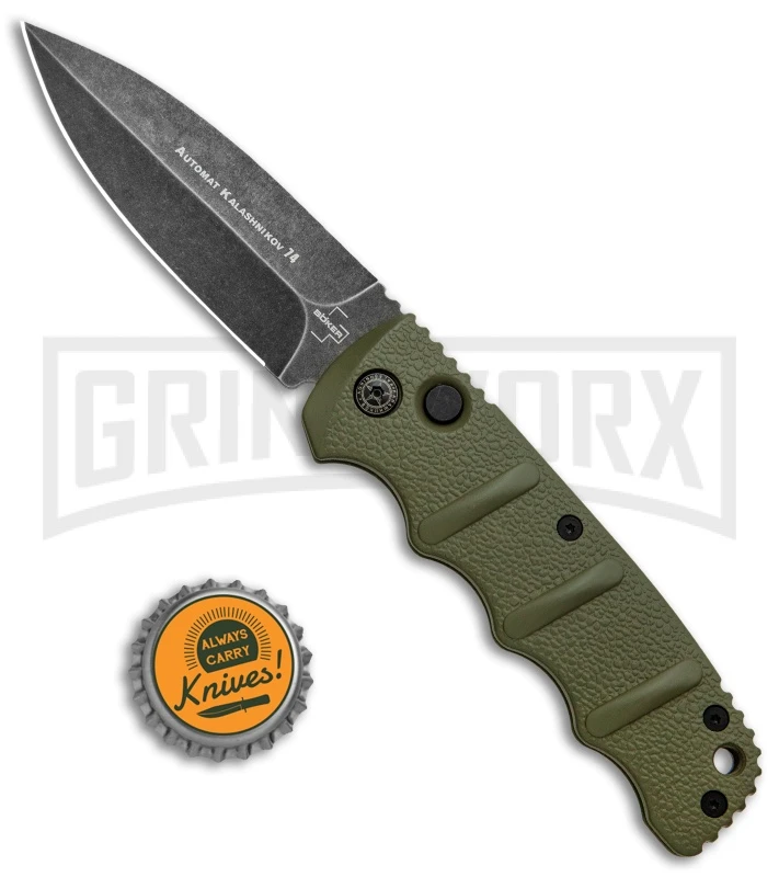 Boker Kalashnikov OD Green Automatic Knife - Dagger Smokewash Plain - Image 4