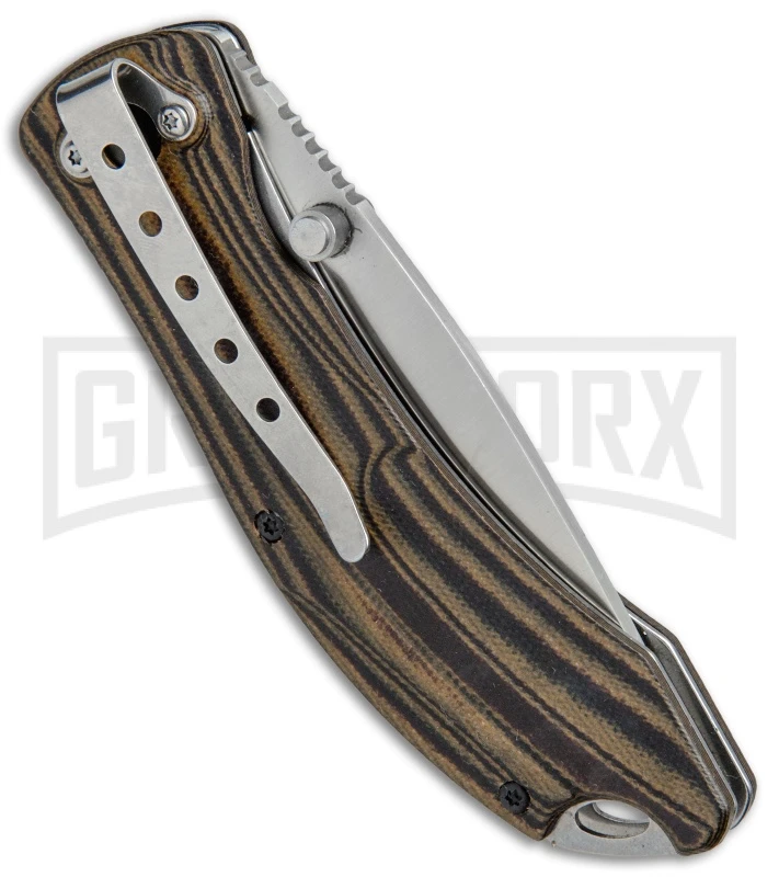 Boker Magnum Dark Earth Brown G-10 Folding Knife - Satin Plain - Image 3