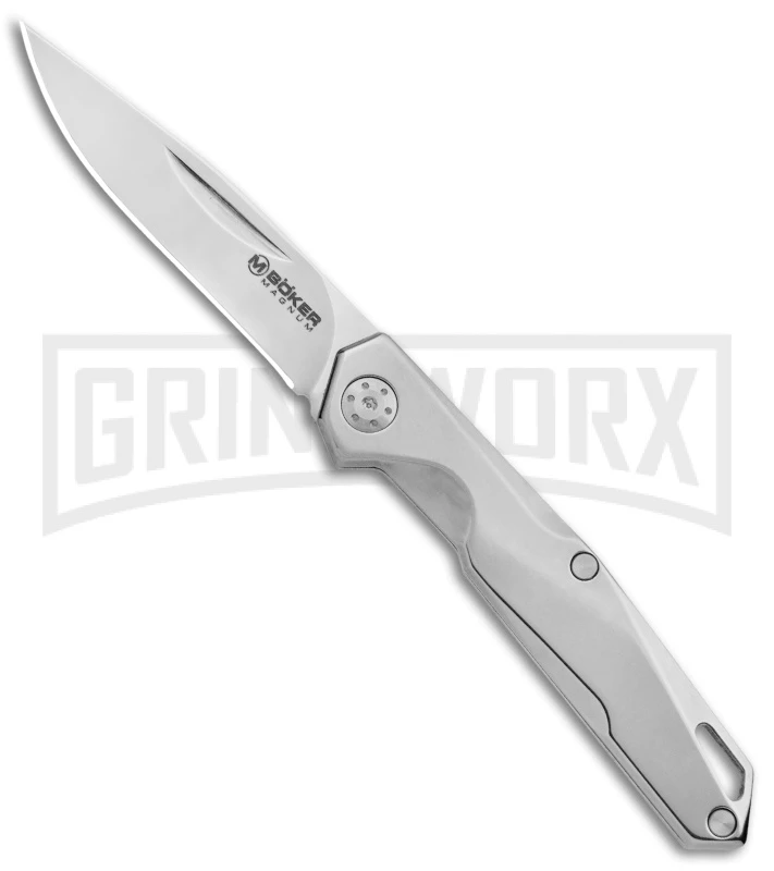 Boker Magnum Shiny EDC Slip Joint Folding Knife - Satin Plain