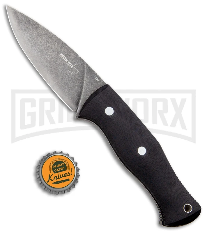 Boker Plus Farkas Bushcraft Black G-10 Fixed Blade Knife - Stonewash Plain - Image 4