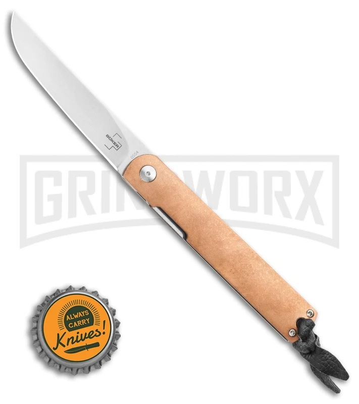 Boker Plus Kansei Nori Copper Liner Lock Knife (Satin Plain) - Image 4