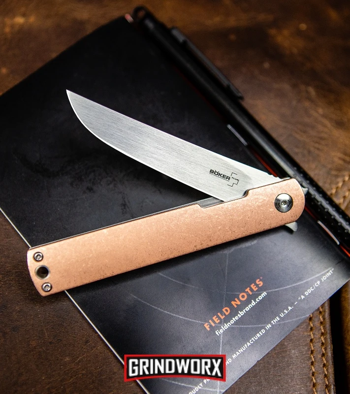 Boker Plus Kansei Nori Copper Liner Lock Knife (Satin Plain) - Image 5