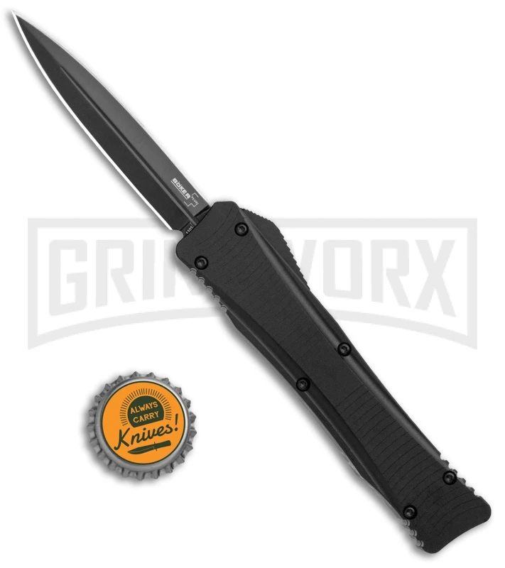 Boker Plus Lhotak Eagle Black OTF Automatic Knife - Dagger Black Plain - Image 4