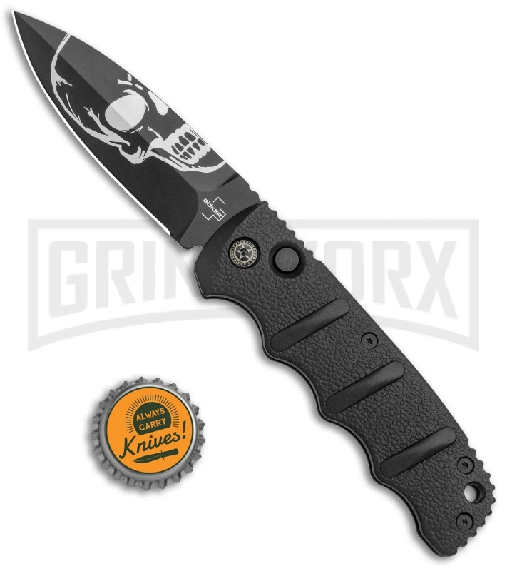 Boker Kalashnikov Skull Black Automatic Knife - Dagger Black Plain - Image 5