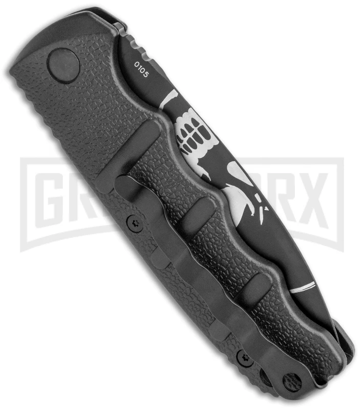 Boker Kalashnikov Skull Black Automatic Knife - Dagger Black Plain - Image 3