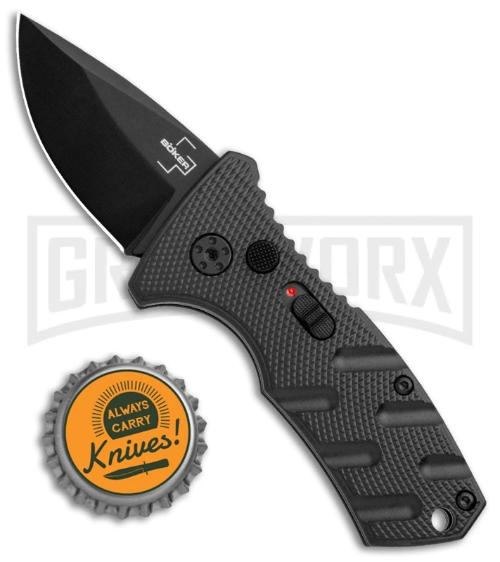 Boker Stubby Strike Black Automatic Knife CA Legal - Black - Image 4