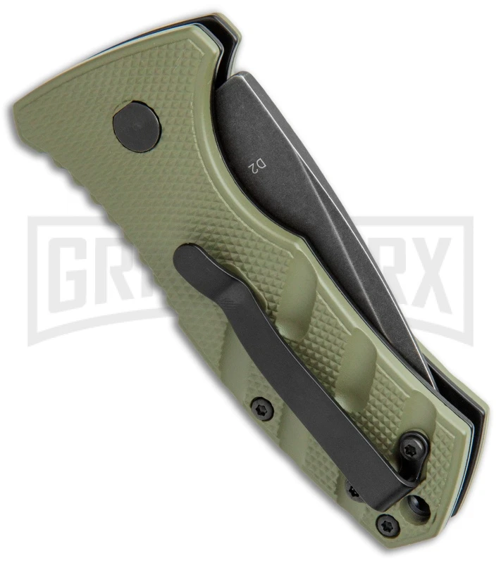 Boker Stubby Strike OD Green Automatic Knife - Black Stonewash - Image 3
