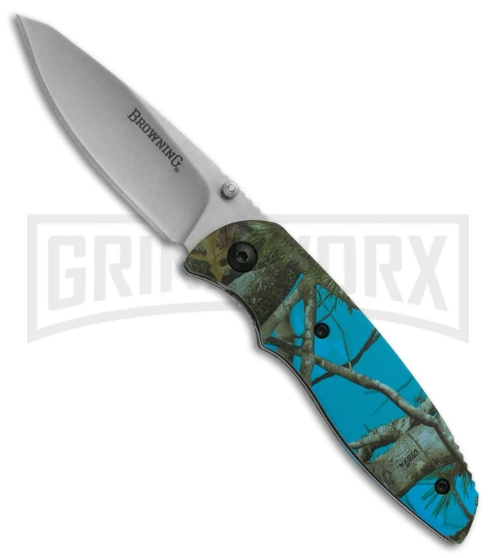 Browning EDC Fossa Blue Camo Folding Knife - Satin Plain