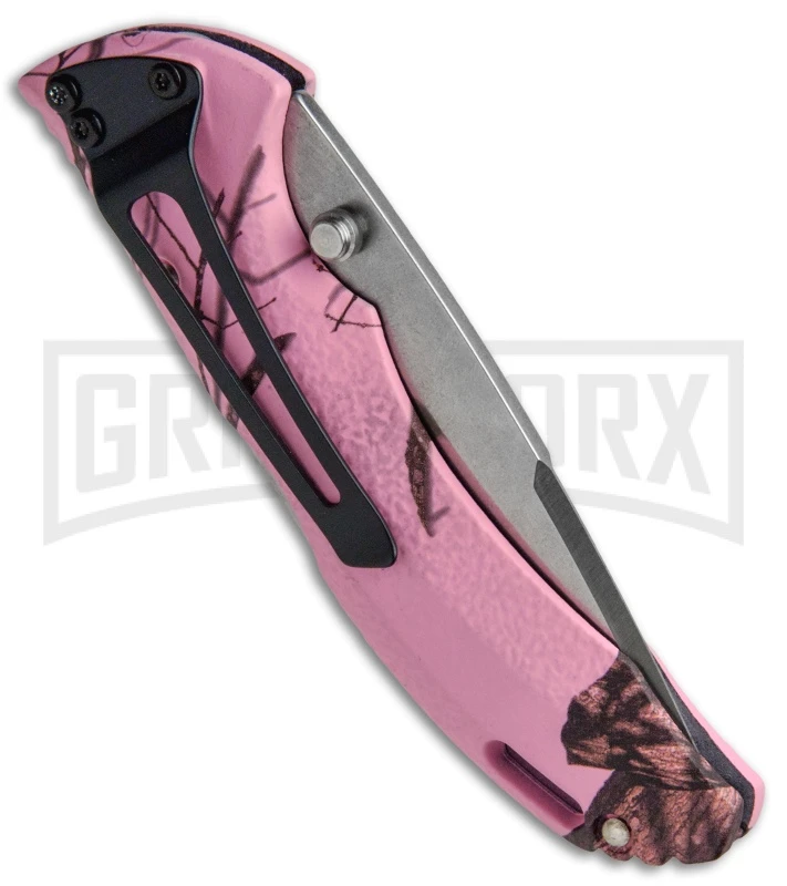 Buck Knives Buck Bantam BLW Mossy Oak Pink Camo Folding Knife - Satin Plain - Image 3