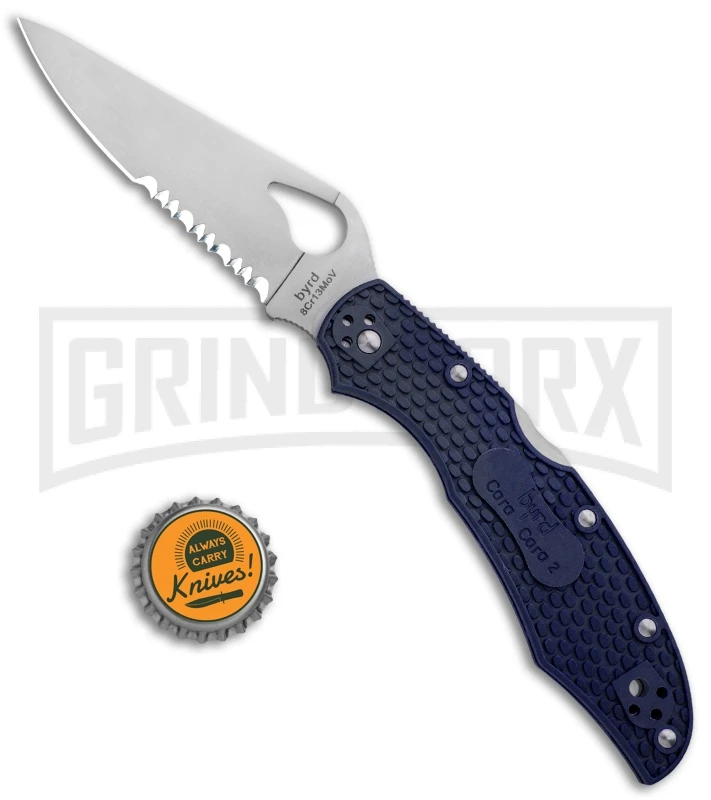 Byrd Cara Cara 2 Blue FRN Folding Knife - Satin Serr - Image 4