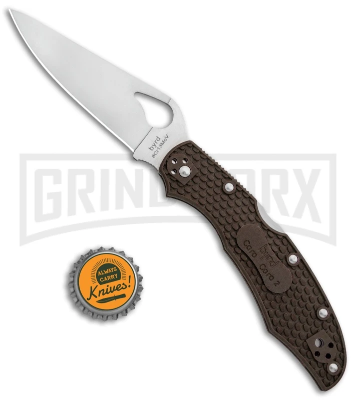 Byrd Cara Cara 2 Folding Knife Brown FRN - Satin Plain - Image 4