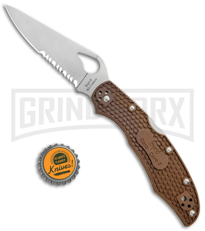 Byrd Cara Cara 2 Brown FRN Folding Knife - Satin Serr - Image 4