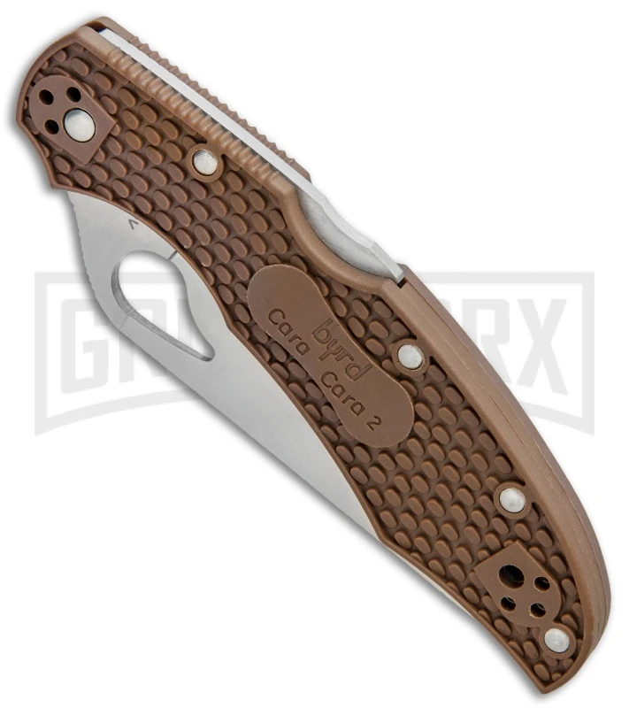 Byrd Cara Cara 2 Brown FRN Folding Knife - Satin Serr - Image 2