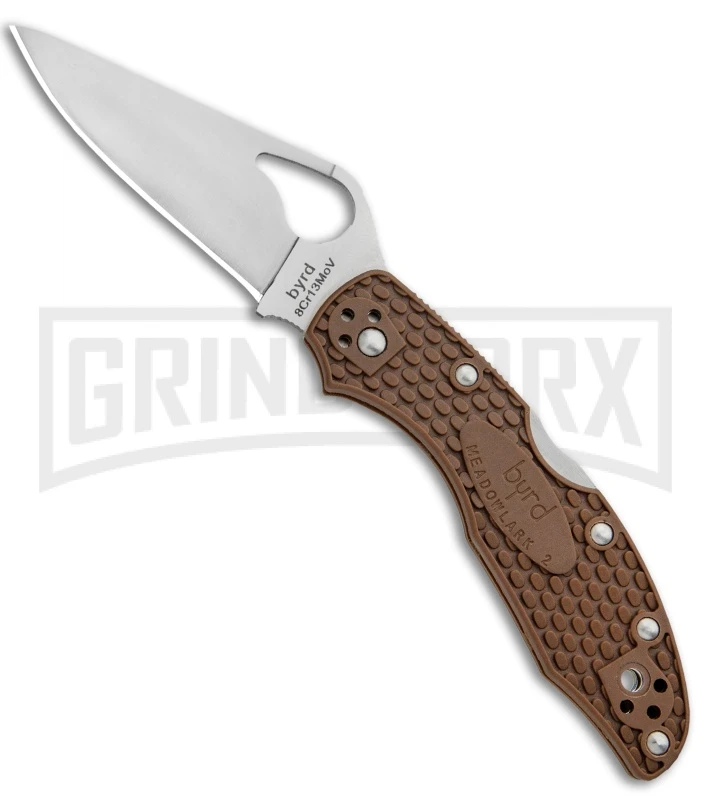 Byrd Meadowlark 2 Brown FRN Folding Knife - Satin Plain
