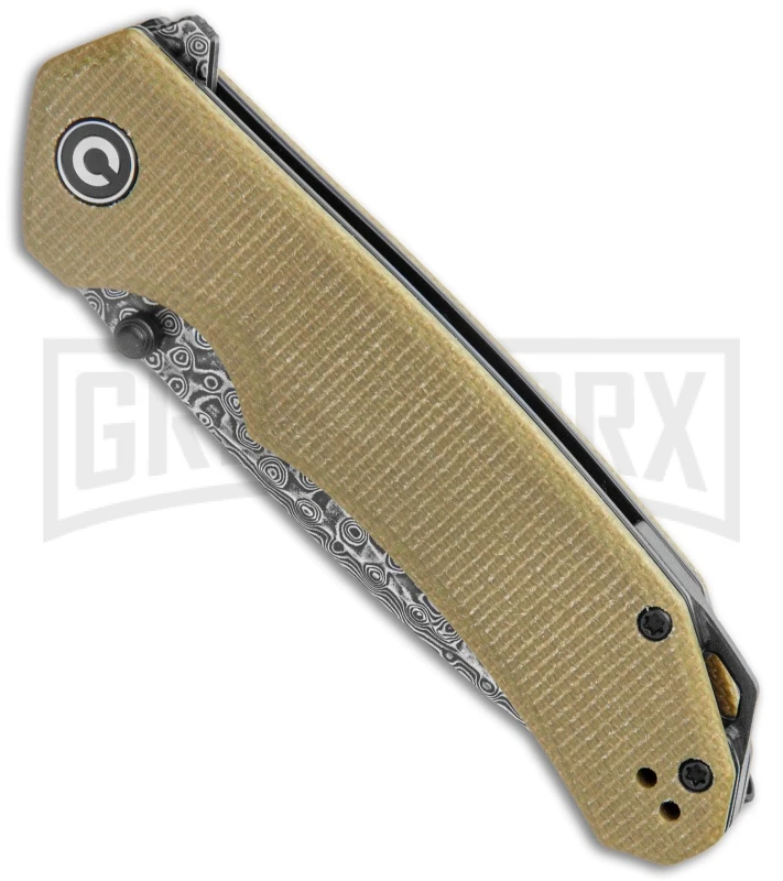 CIVIVI Brazen Olive Micarta Liner Lock Drop Point Knife - Damascus Plain - Image 2