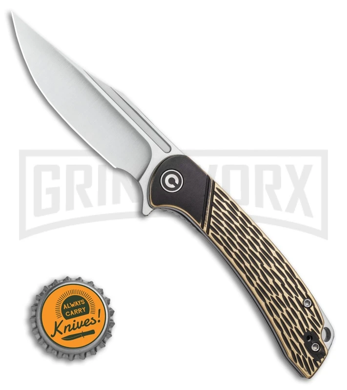 CIVIVI Dogma Brass Liner Lock Knife - Satin Stonewash Plain - Image 5