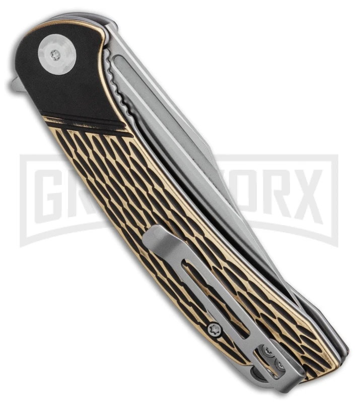 CIVIVI Dogma Brass Liner Lock Knife - Satin Stonewash Plain - Image 4