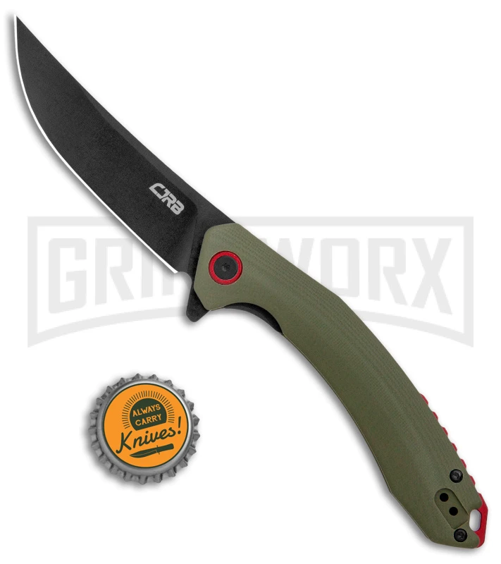 CJRB Cutlery Gobi Green G-10 Folding Knife - Black Plain - Image 4