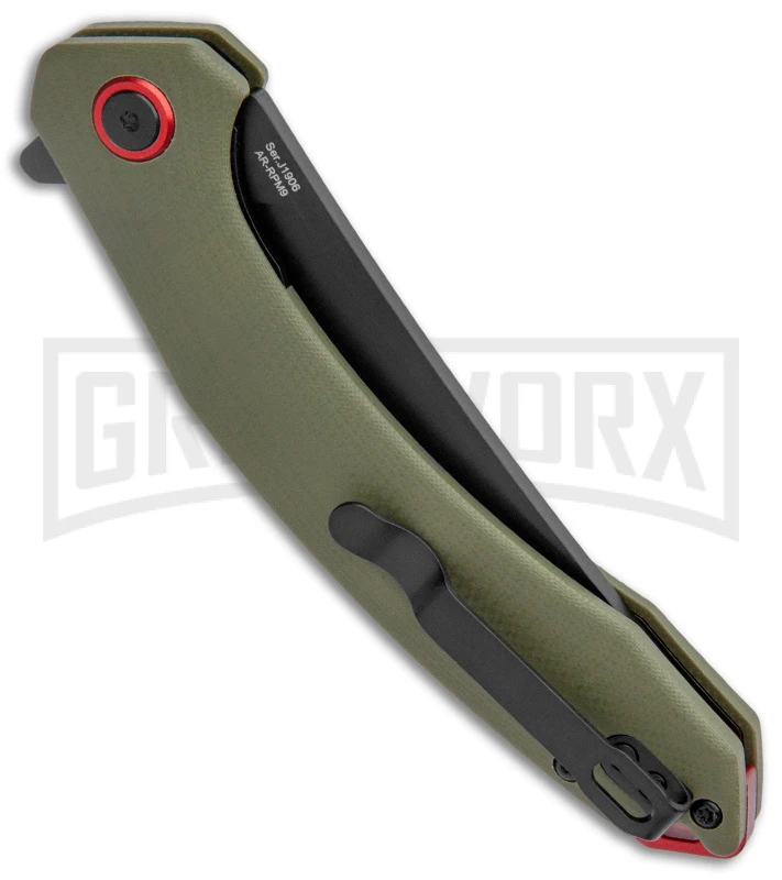 CJRB Cutlery Gobi Green G-10 Folding Knife - Black Plain - Image 3