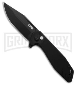 CJRB Cutlery Riff Black G-10 Button Lock Knife - Black Plain