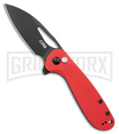 CJRB LAGO Red G-10 Button Lock Flipper Knife - Black Plain