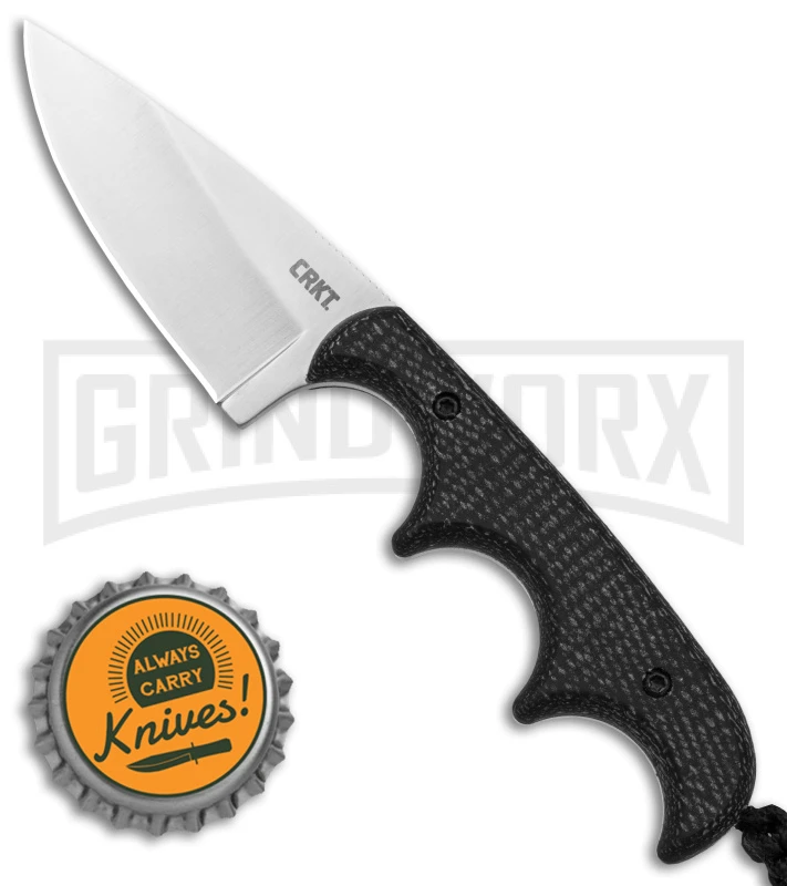 CRKT Folts Minimalist DP Black Resin Infused Fiber Neck Knife - Satin Plain - Image 3