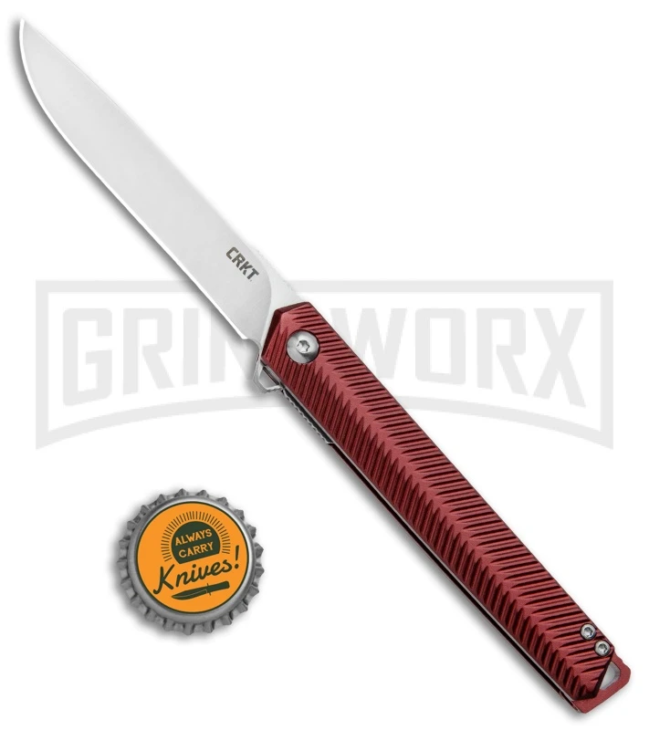 CRKT Ken Onion Stylus Assisted Flipper Knife Maroon (3.1" Satin) K820BXP - Image 4