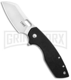 CRKT Pilar Large Black G-10 Frame Lock Flipper Knife - Satin Plain