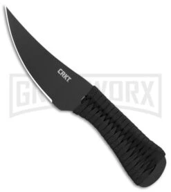 CRKT Scrub Black Paracord Tactical Fixed Blade Knife - Black Plain