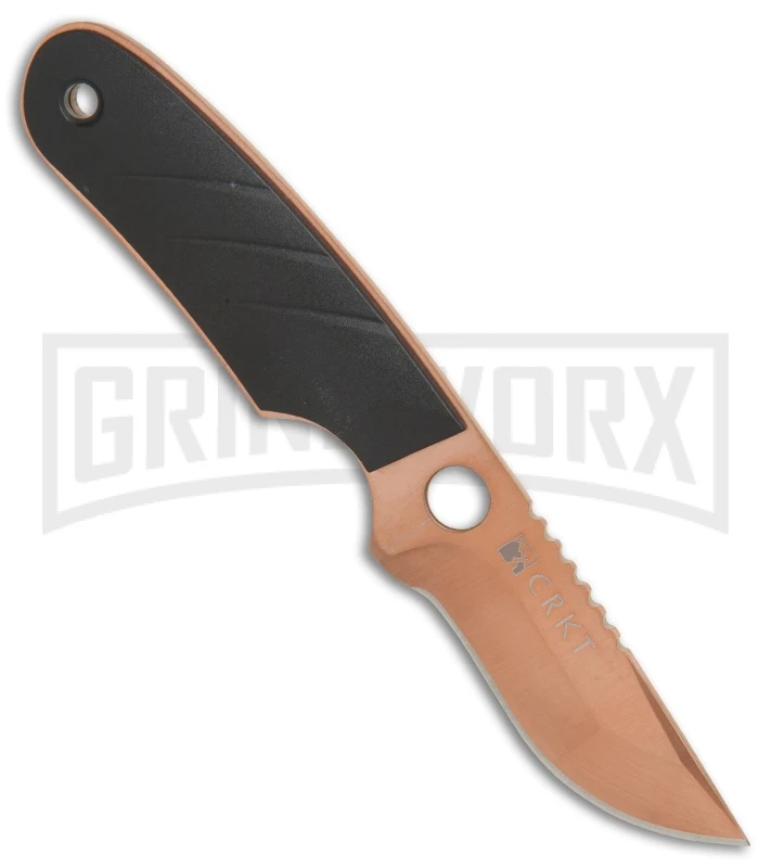 CRKT Side Hawg 2 Neck Knife Black Fixed Blade Knife - Bronze Plain - Image 2