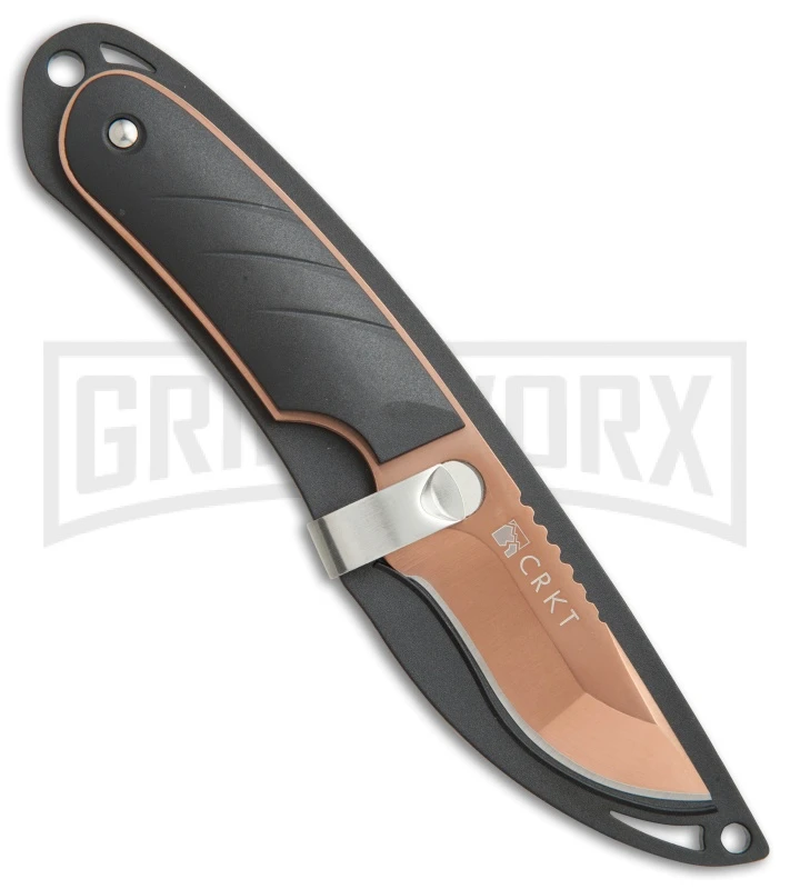 CRKT Side Hawg 2 Neck Knife Black Fixed Blade Knife - Bronze Plain - Image 3
