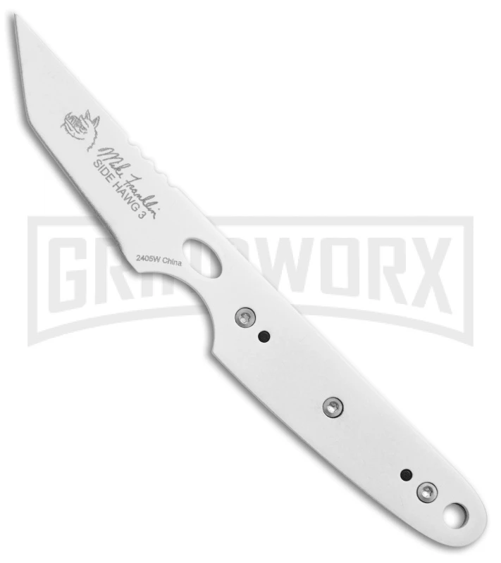 CRKT Side Hawg 3 White Neck Knife With Pivot Sheath - Tanto White Plain