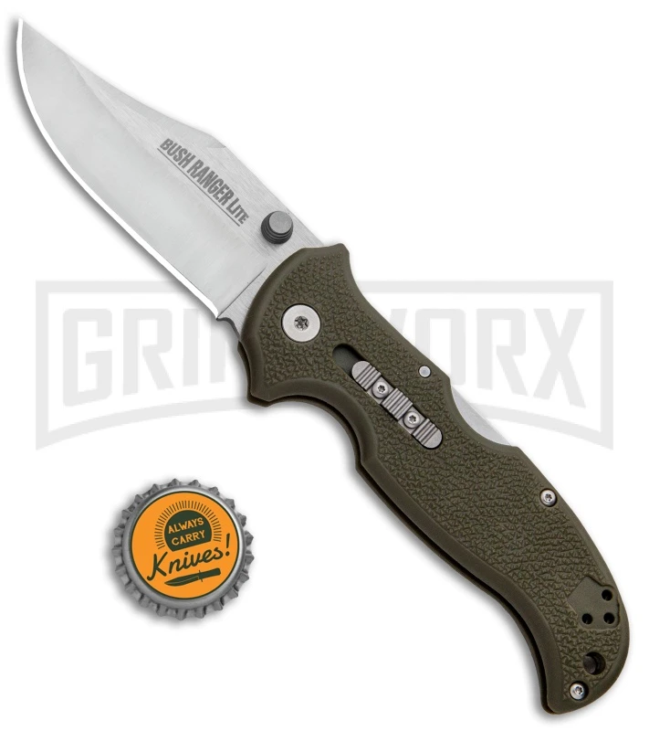 Cold Steel Bush Ranger Lite OD Green GFN Rocker Lock Knife - Satin Plain - Image 4