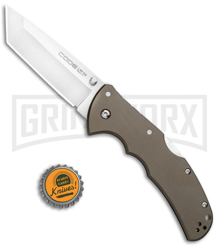 Cold Steel Code-4 Gun Metal Aluminum Tanto Lockback Knife - Satin Plain - Image 4