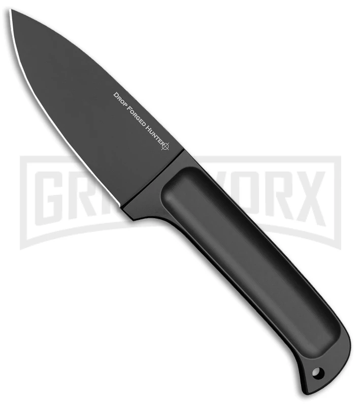 Cold Steel Drop Forged Hunter Black 52100 Steel Fixed Blade Knife - Black Plain