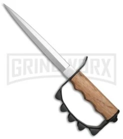 Combat Ready 1917 US Military Trench Knife Wood Fixed Blade - Satin Plain