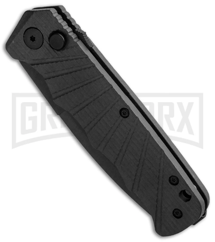 Delta Force Automatic Knife Black Aluminum - Black Plain - Image 2